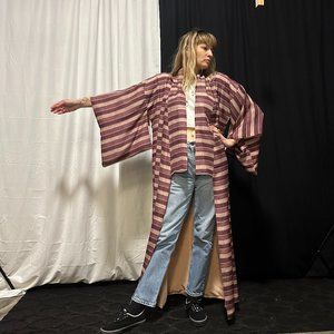 Vintage Silk Striped Kimono